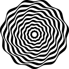 Optical illusion, psychedelic, wave. Abstract Geometric black shape icon
