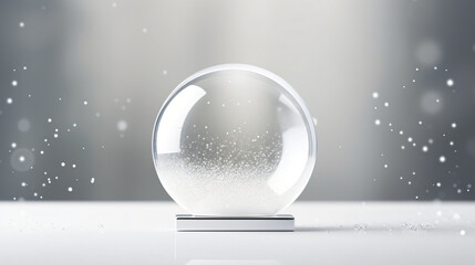 Fototapeta na wymiar Glossy crystal shiny glass ball with white particles