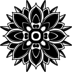 Illustration of flower in tatoo style. Vector design element