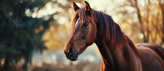 Horse head from farm's paddock for equestrian sports. - obrazy, fototapety, plakaty