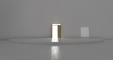 alone in the backrooms liminal space 3d render	
