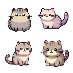 set of funny cartoon cats