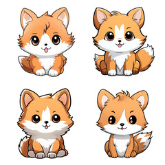 set of funny cartoon cats