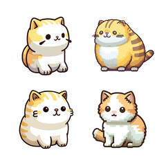 set of funny cartoon cats