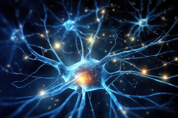 Alzheimer's Dementia disease disrupts interplay of human brain functions, leading to a dimming light bulb. Alzheimer long-term memory storage, short-term memory recall, neurons fire irregular - obrazy, fototapety, plakaty