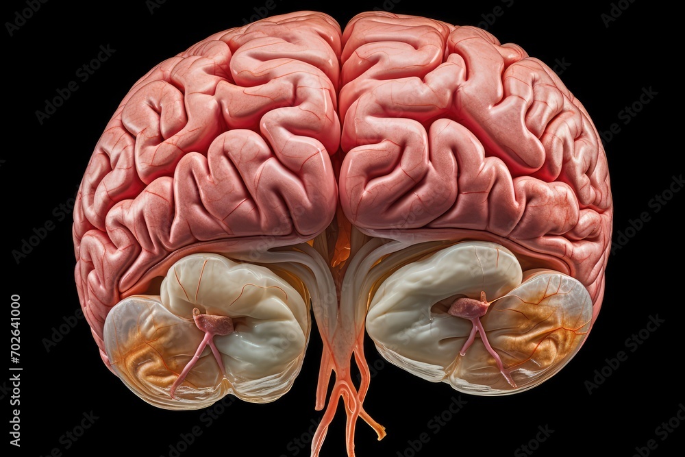 Poster vibrant colorful brain, neurons create a vivid tapestry of synapses, memory and neurotransmitters in