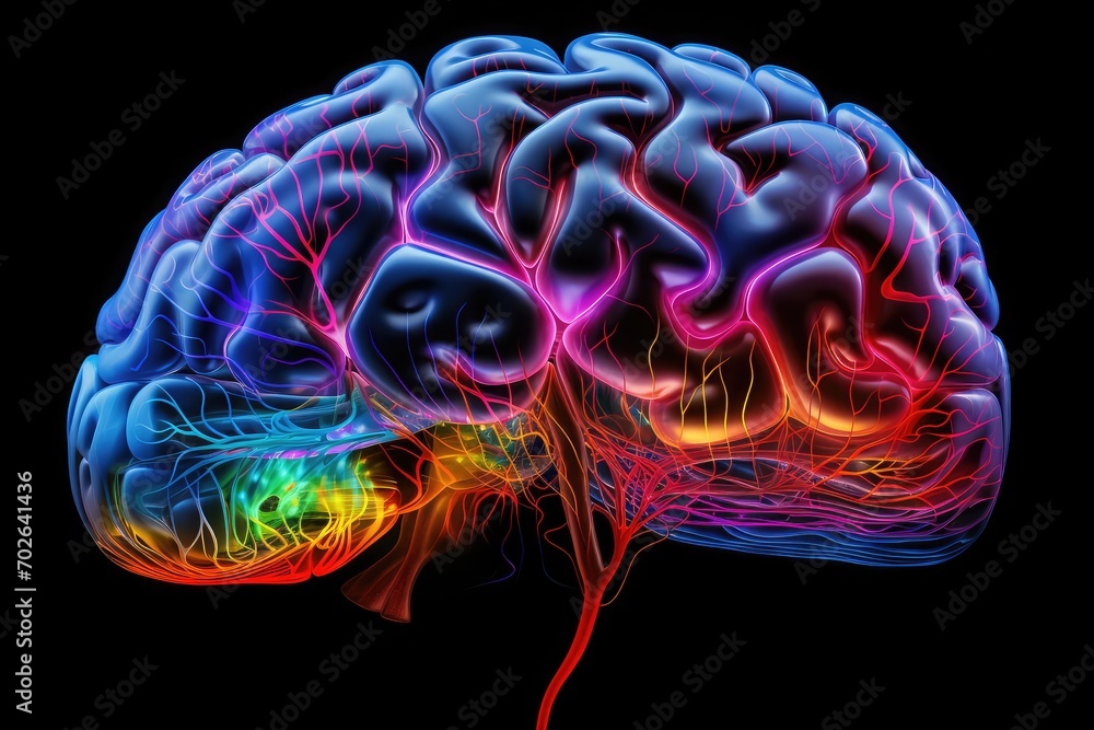 Poster brain neurogenesis in hippocampus, prefrontal cortex, hub of intelligence, complex interplay of gray