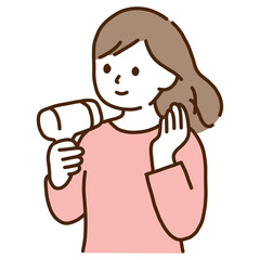 Woman use hair dryer 