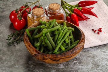 Vegan cuisine - boiled green bean
