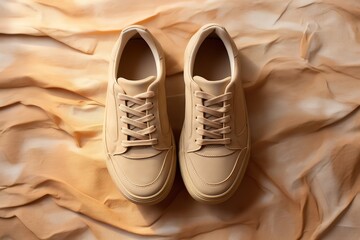 light brown shoes on cream background. generative AI