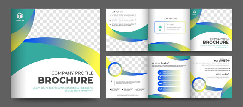 Modern Business square trifold brochure design template. abstract corporate brochure layout shapes for learning, teaching purpose, Education Brochure Template layout. vector
