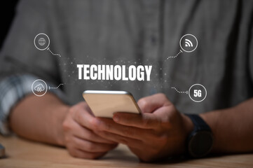 Technology concept,Businessmen using smartphone,Internet connection technology and digital