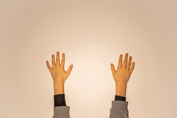 hands reaching for something on white background isolated with copy space
