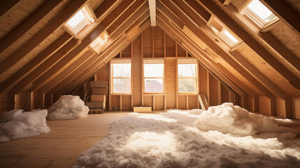 The attic is filled with Ecowool insulation