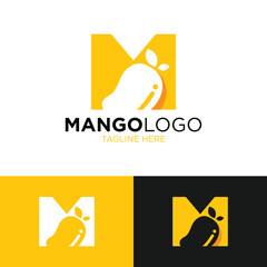 Letter M for Mango Logo Design. Simple and Modern. Vector illustration - obrazy, fototapety, plakaty