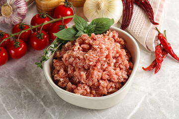 Raw minced pork uncooked meat