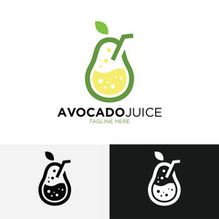 Avocado Juice Logo Design. Simple and Modern. Vector illustration