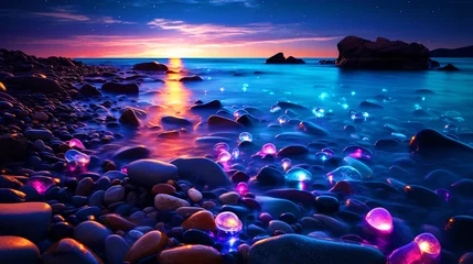 Poster Beautiful colored pebbles on beach - ai generative © DesiArt