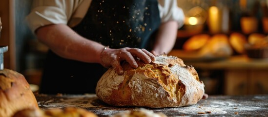 Baking bread with passion. - obrazy, fototapety, plakaty
