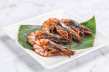 Cooked tiger prawn in the pate