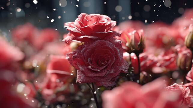 red rose with dew drops