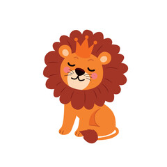 cute lion illustration. lion vector illustration in cartoon style. animals