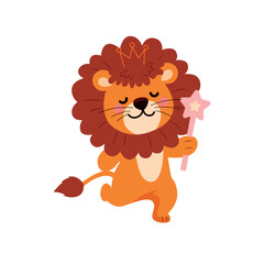lion vector illustration in cartoon style. animals