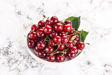 Ripe sweet juicy cherry heap