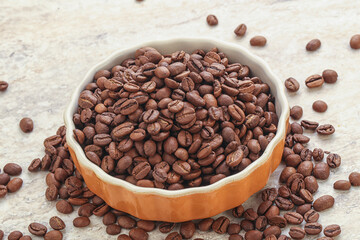 Roasted coffee bean in the bowl