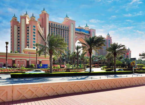 DUBAI, UAE - January 13: Panorama of Atlantis the Palm is a luxury 5 star hotel in Dubai, UAE on January  13, 2023