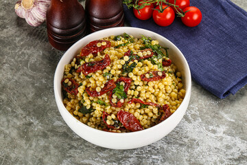 Vegetarian Pasta ptitim with vegetables