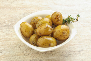 Boiled baby potato in the bowl