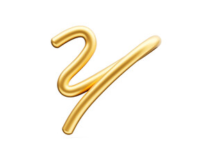 3d Golden Shiny Capital Letter Y Alphabet Y Rounded Inflatable Font White Background 3d Illustration