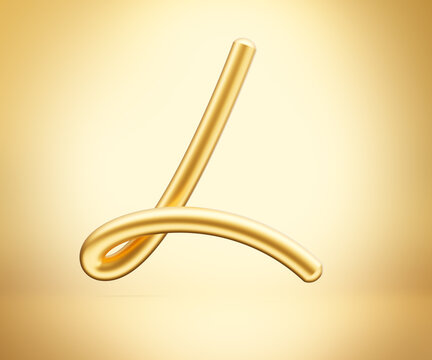 3d Gold Shiny Capital Letter L Alphabet L Rounded Inflatable Font On Gold Background 3d Illustration