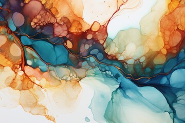 
A close-up view showcasing a detail from an alcohol ink painting, capturing the vibrant and fluid characteristics of the medium.