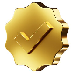 3d golden verified status icon