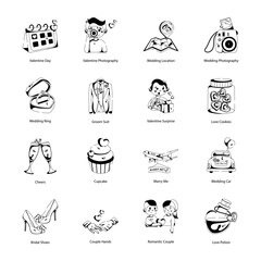 Pack of Wedding and Love Glyph Icons 

