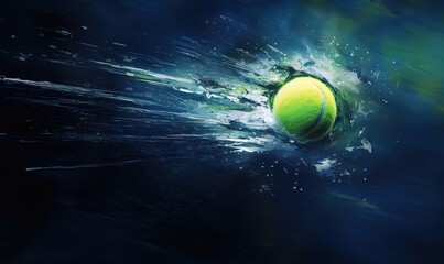 floating tennis ball with white powder splash effect. generative AI