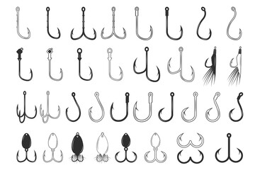 Fishing Hook Vector Bundle, Fishhook silhouette Bundle, Fishing Hook Set, Premium Quality Fishing Hook Vector, Fishing Hook Graphics, Stylish Fishing Hook, illustration, Classic Fishing Hooks