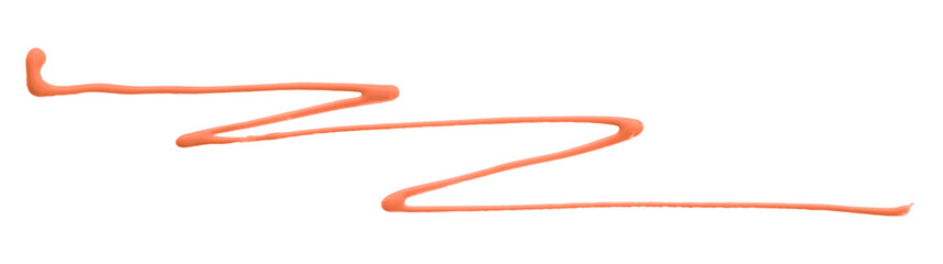 Orange watercolor painted zigzag lines isolated on transparent background.