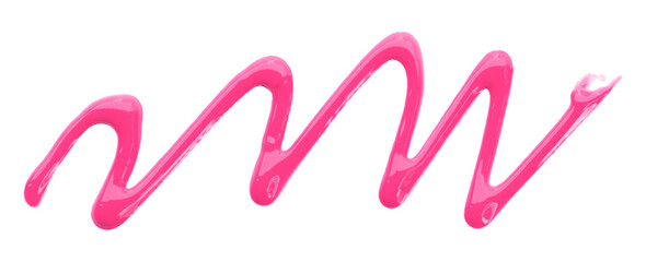 Pink watercolor painted zigzag lines isolated on transparent background.