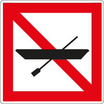 Panneau code de la navigation en eaux int&eacute;rieures: Interdiction aux bateaux non motoris&eacute;s	