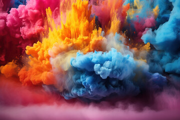 Fototapeta premium A lively background filled with splashes of colored powder or paints.