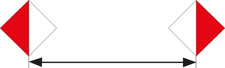 Panneau code de la navigation en eaux intérieures: Interdiction de passer en dehors de l'espace indiqué	