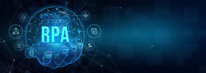 RPA Robotic process automation innovation technology concept. Business, technology, internet and networking concept. 3d illustration
