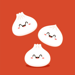 Shrimp dumplings vector. Shrimp dumplings is Chinese food. Chinese food icon. Gyoza vector.