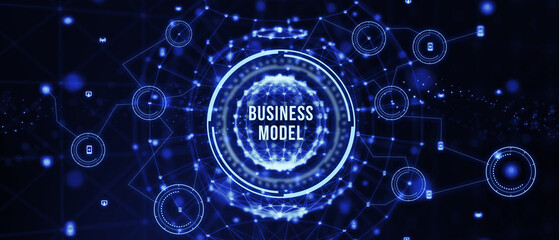 Business, Technology, Internet and network concept. Shows the inscription: BUSINESS MODEL. 3d illustration