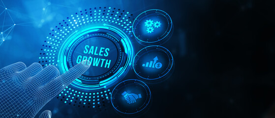 Sales growth, increase sales or business growth concept. 3d illustration