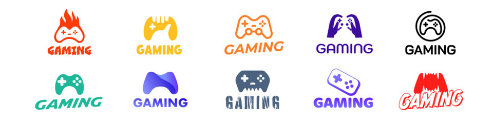 Gaming controller icon set. Flat style.