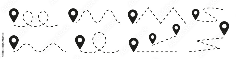 Poster pin point set. navigation sign.